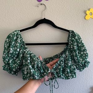 Floral Cropped Tie Top